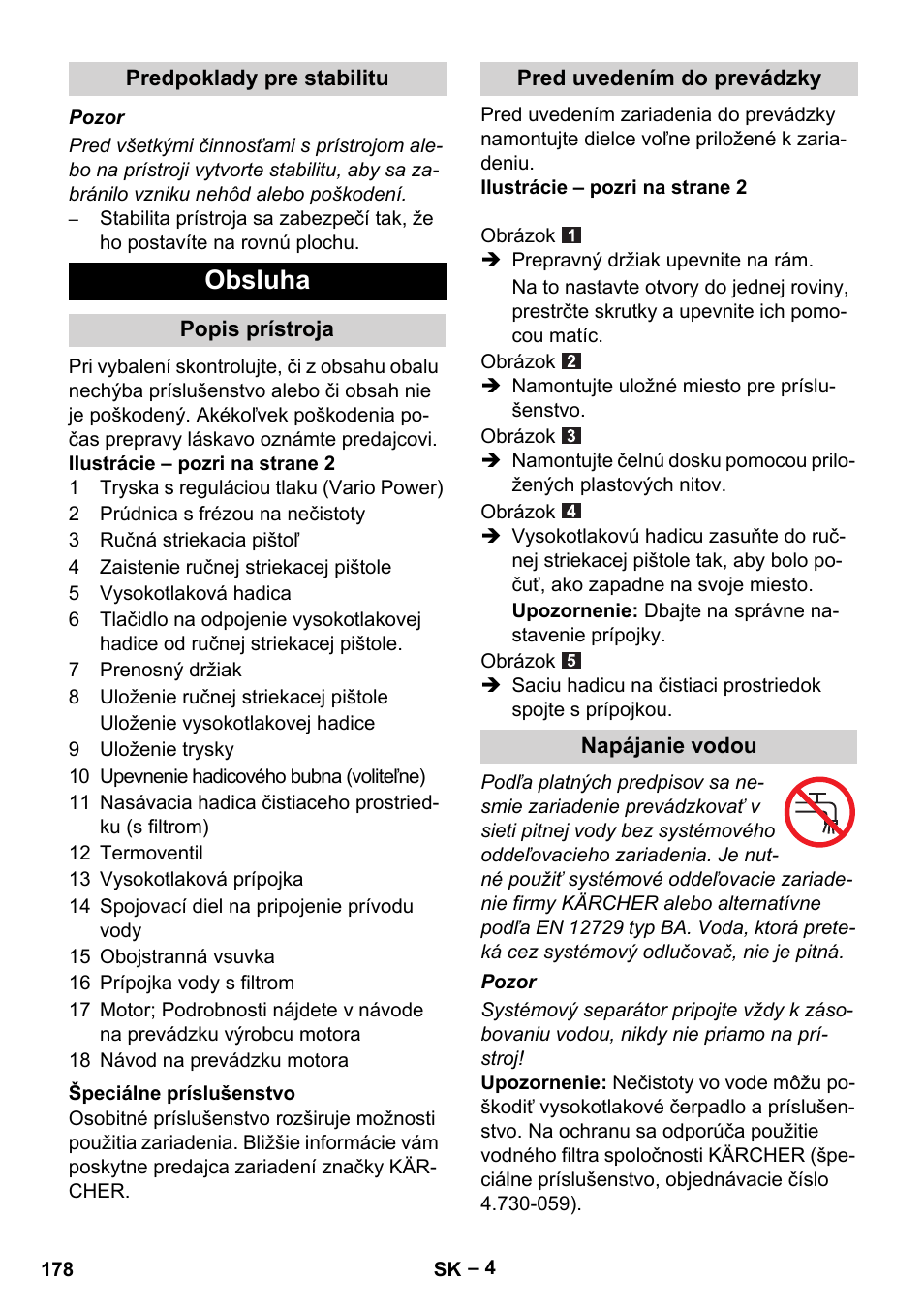 Obsluha | Karcher G 7-10 M User Manual | Page 178 / 248