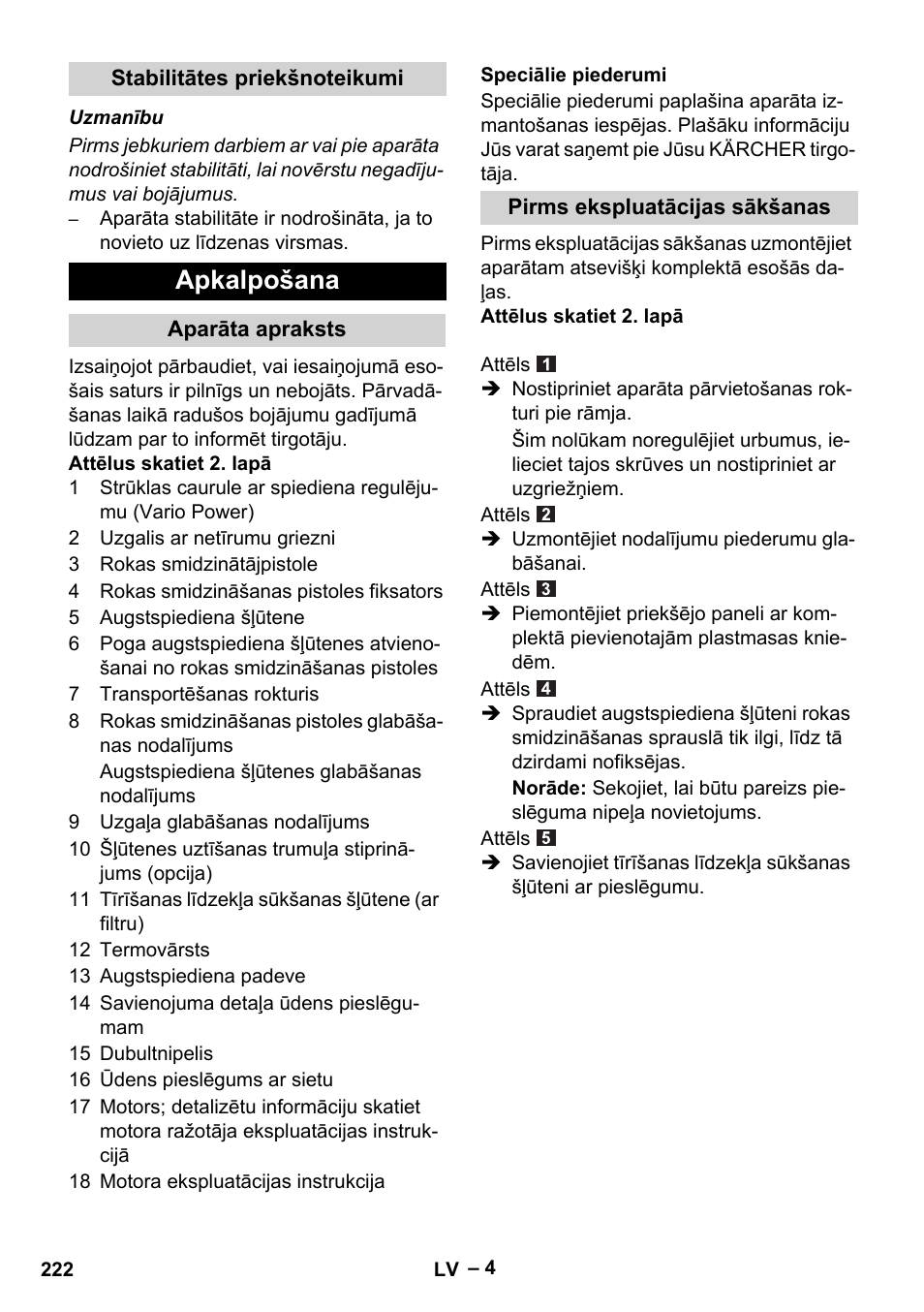 Apkalpošana | Karcher G 7-10 M User Manual | Page 222 / 248