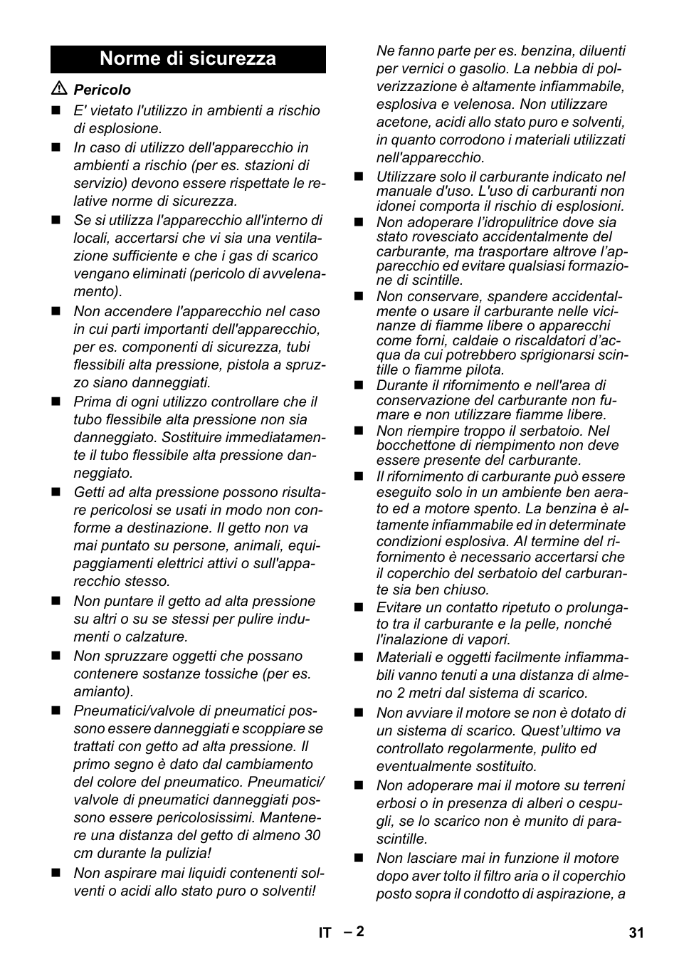 Norme di sicurezza | Karcher G 7-10 M User Manual | Page 31 / 248