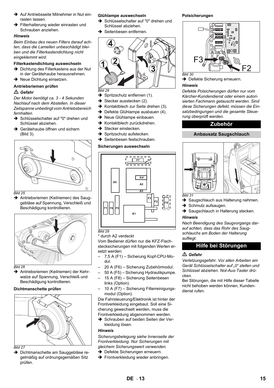 Zubehör, Hilfe bei störungen | Karcher KM 120-150 R Bp 2SB User Manual | Page 15 / 264