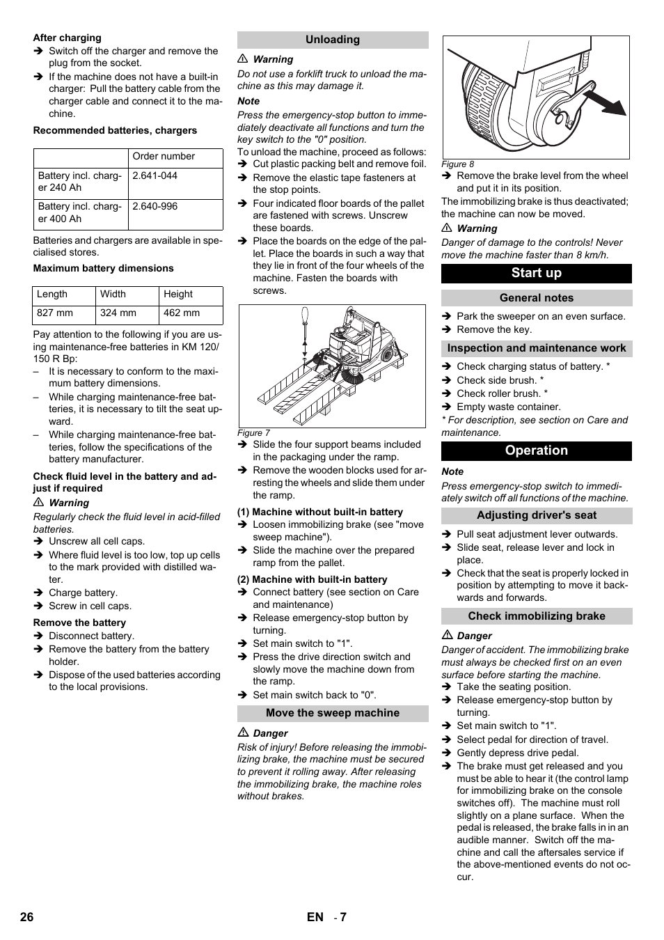 Start up, Operation | Karcher KM 120-150 R Bp 2SB User Manual | Page 26 / 264