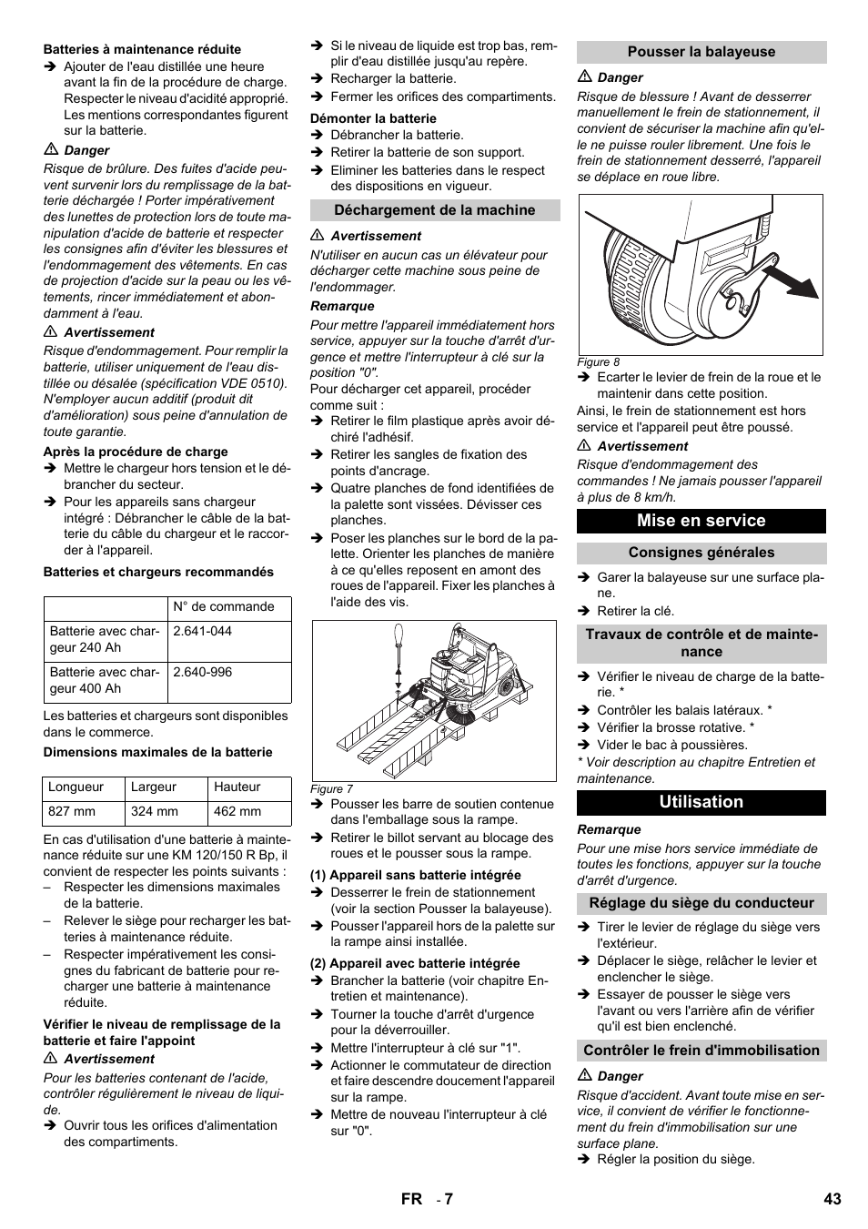 Mise en service, Utilisation | Karcher KM 120-150 R Bp 2SB User Manual | Page 43 / 264