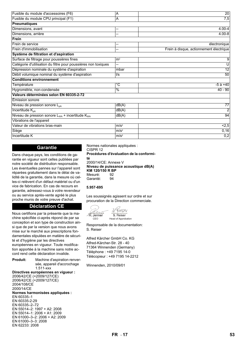 Garantie déclaration ce | Karcher KM 120-150 R Bp 2SB User Manual | Page 53 / 264