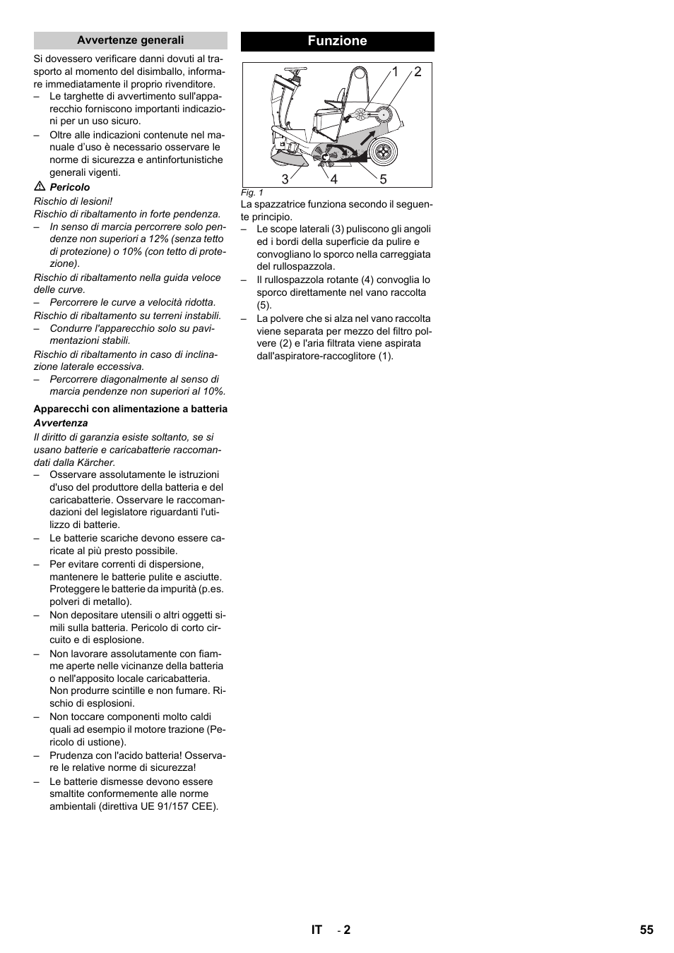 Funzione | Karcher KM 120-150 R Bp 2SB User Manual | Page 55 / 264