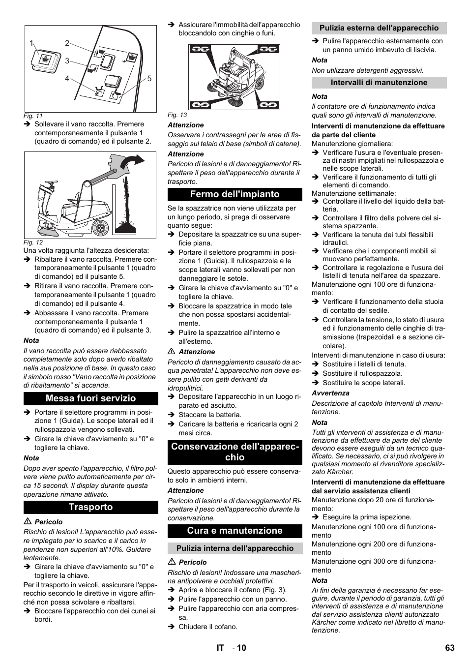 Messa fuori servizio trasporto | Karcher KM 120-150 R Bp 2SB User Manual | Page 63 / 264