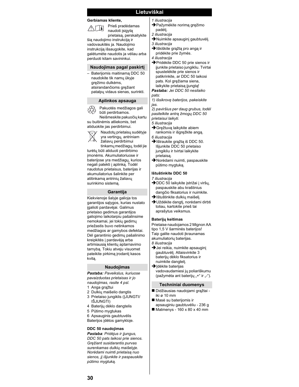 Lietuviškai | Karcher DDC 50 User Manual | Page 28 / 32