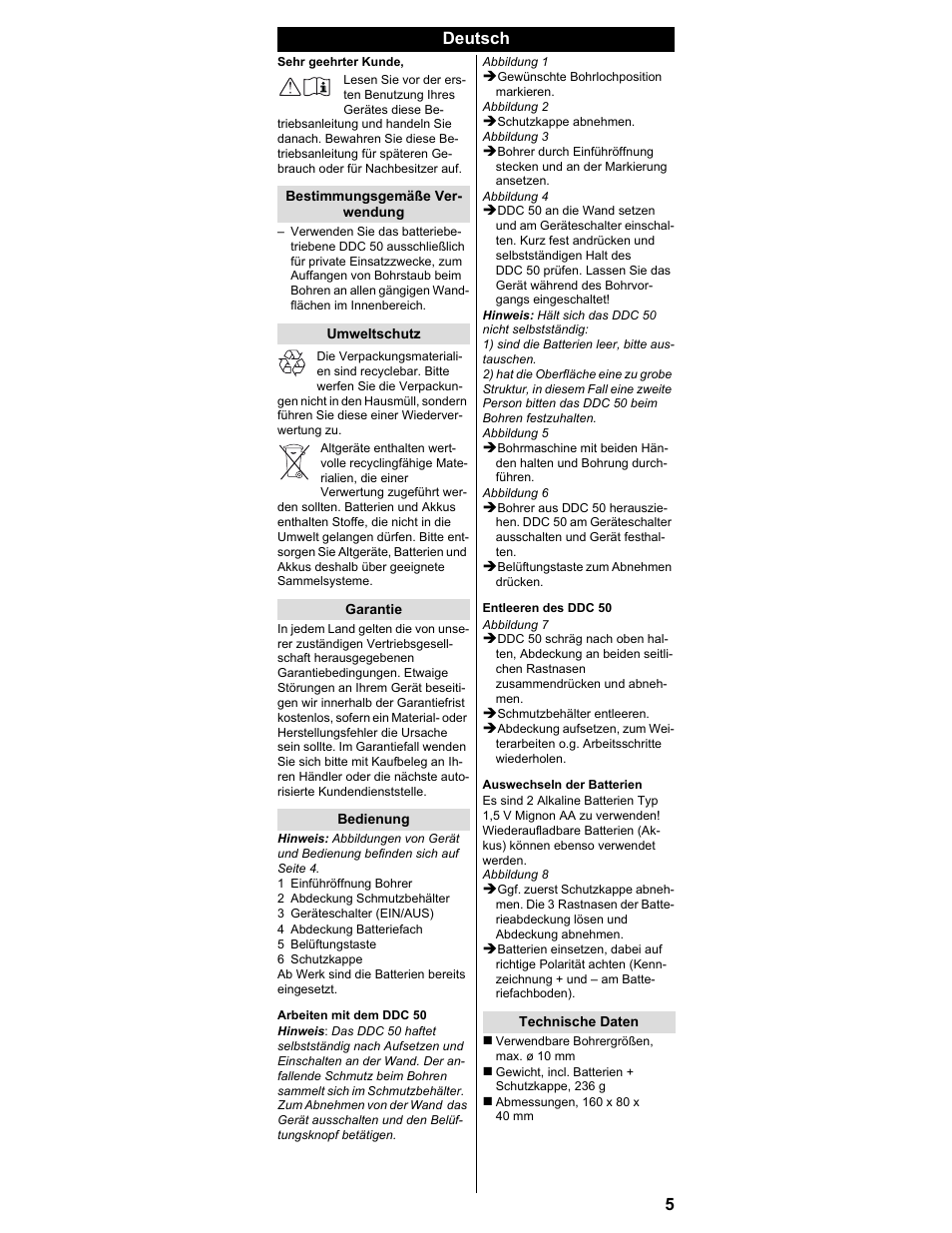 Deutsch | Karcher DDC 50 User Manual | Page 3 / 32