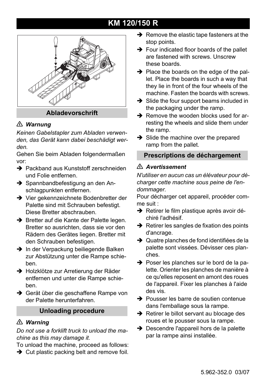 Karcher KM 120-150 R P User Manual | 1 page