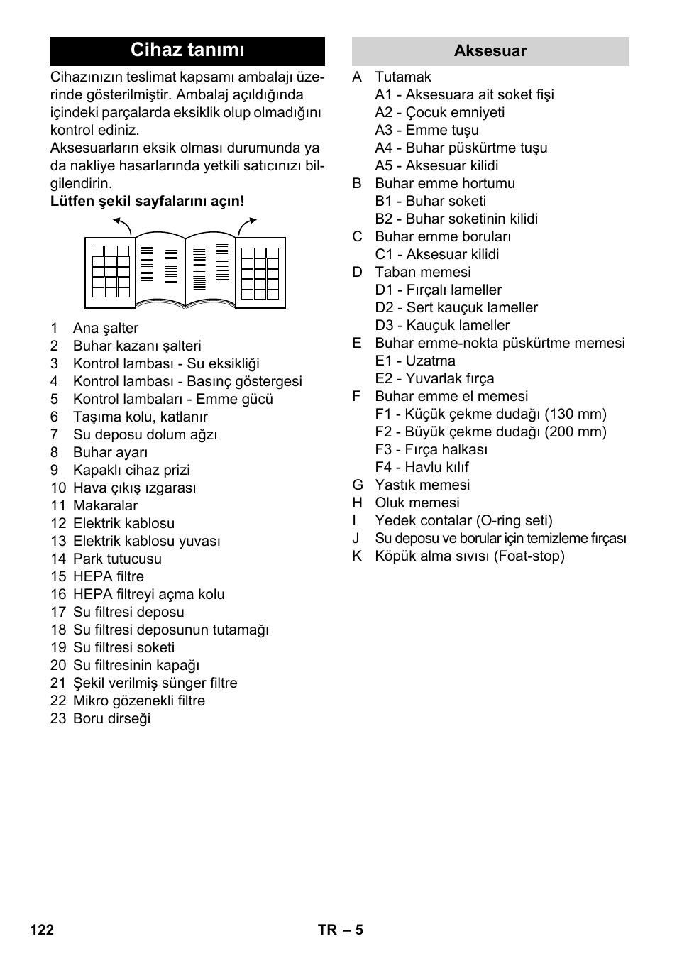 Cihaz tanımı | Karcher SV 1902 User Manual | Page 122 / 284