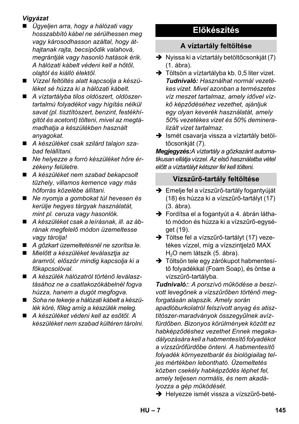 Előkészítés | Karcher SV 1902 User Manual | Page 145 / 284