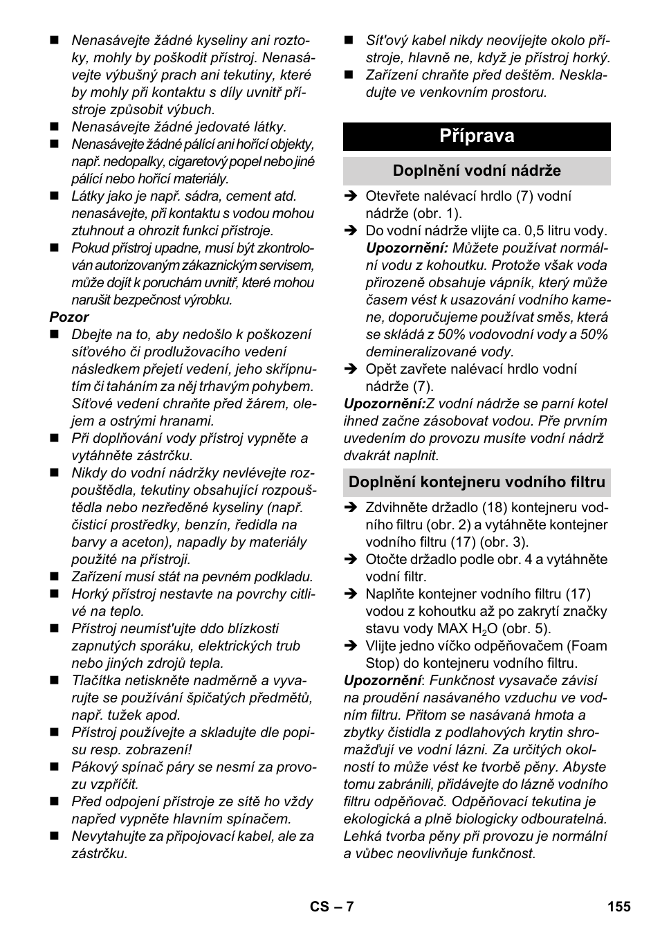 Příprava | Karcher SV 1902 User Manual | Page 155 / 284