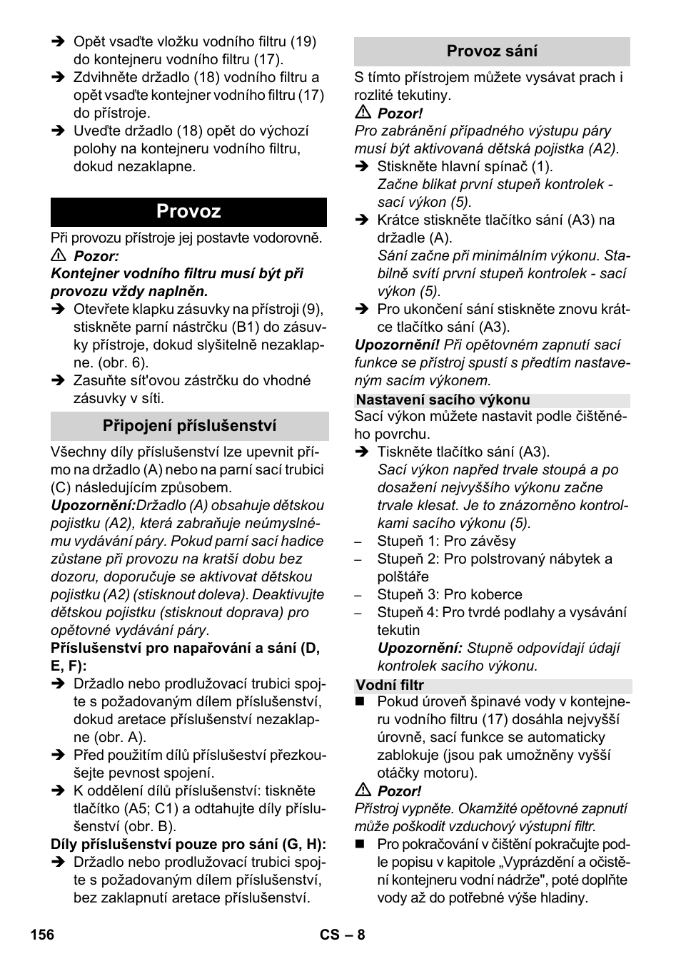 Provoz | Karcher SV 1902 User Manual | Page 156 / 284