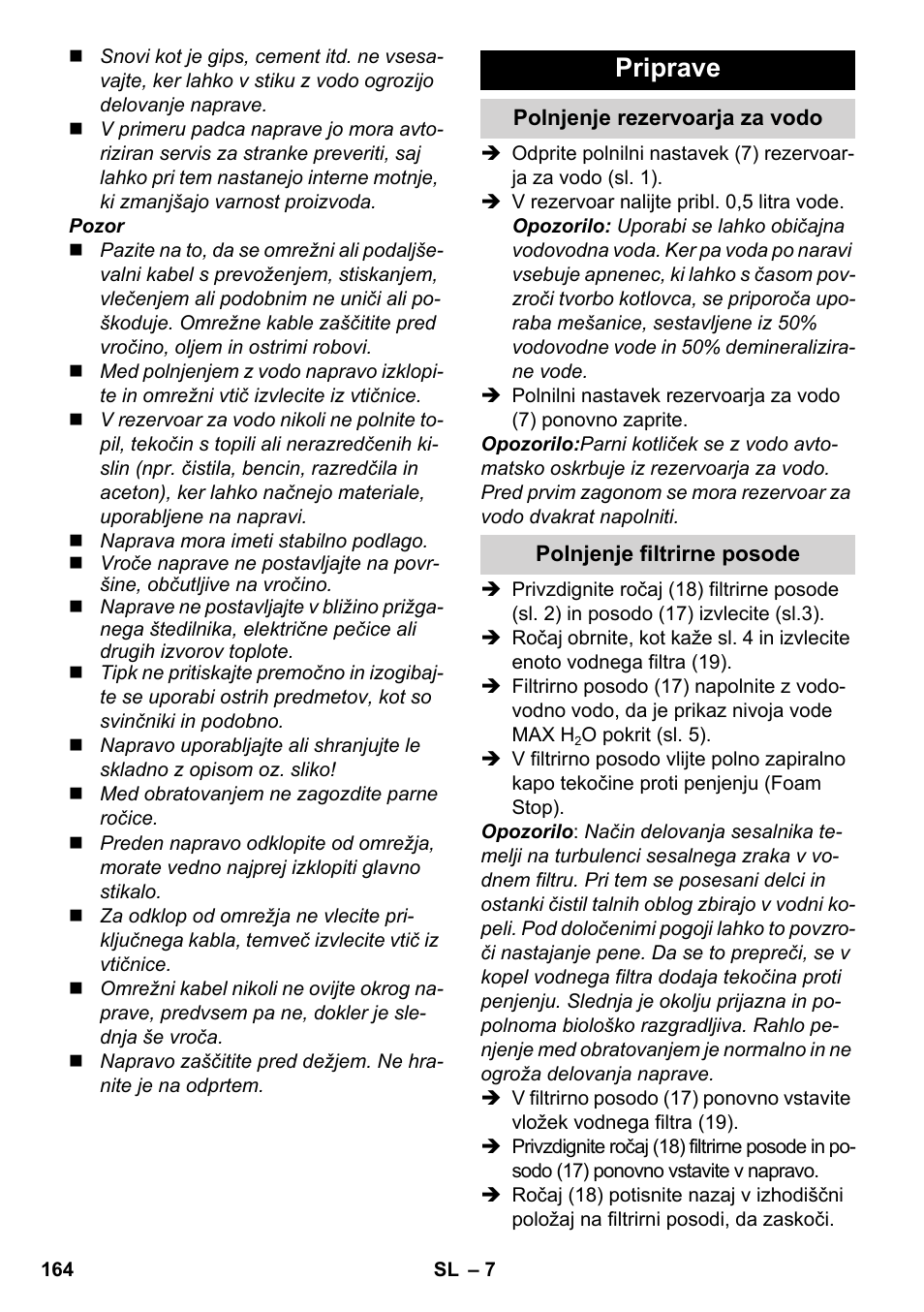 Priprave | Karcher SV 1902 User Manual | Page 164 / 284