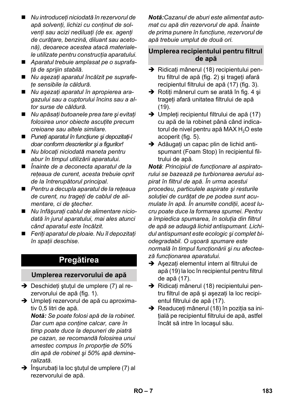 Pregătirea | Karcher SV 1902 User Manual | Page 183 / 284