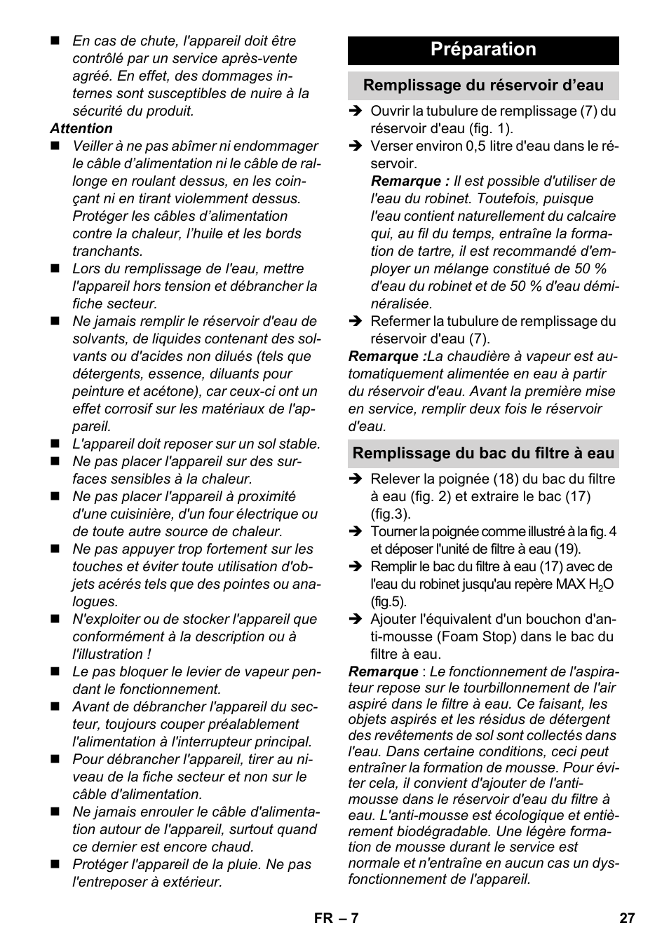 Préparation | Karcher SV 1902 User Manual | Page 27 / 284