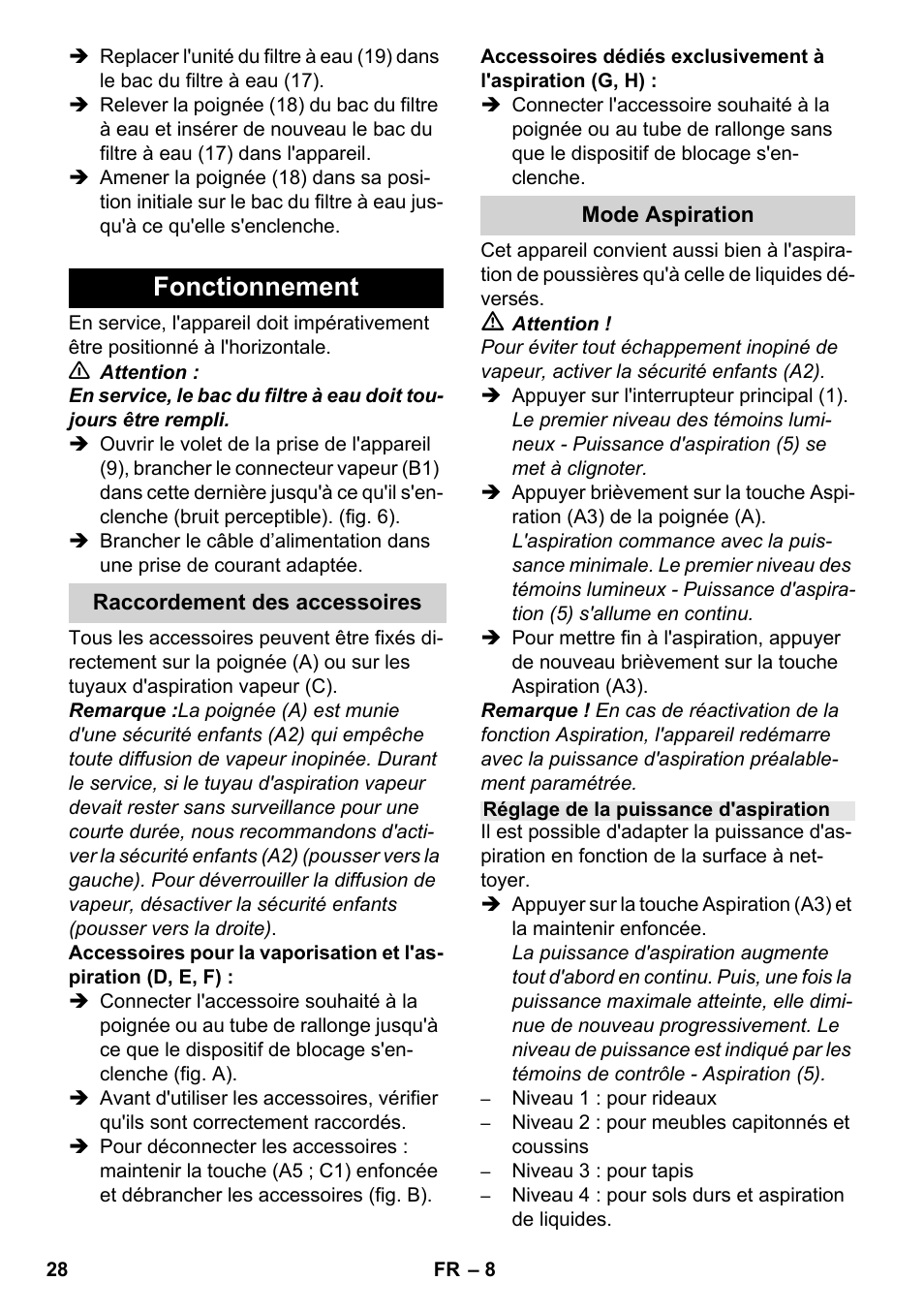 Fonctionnement | Karcher SV 1902 User Manual | Page 28 / 284