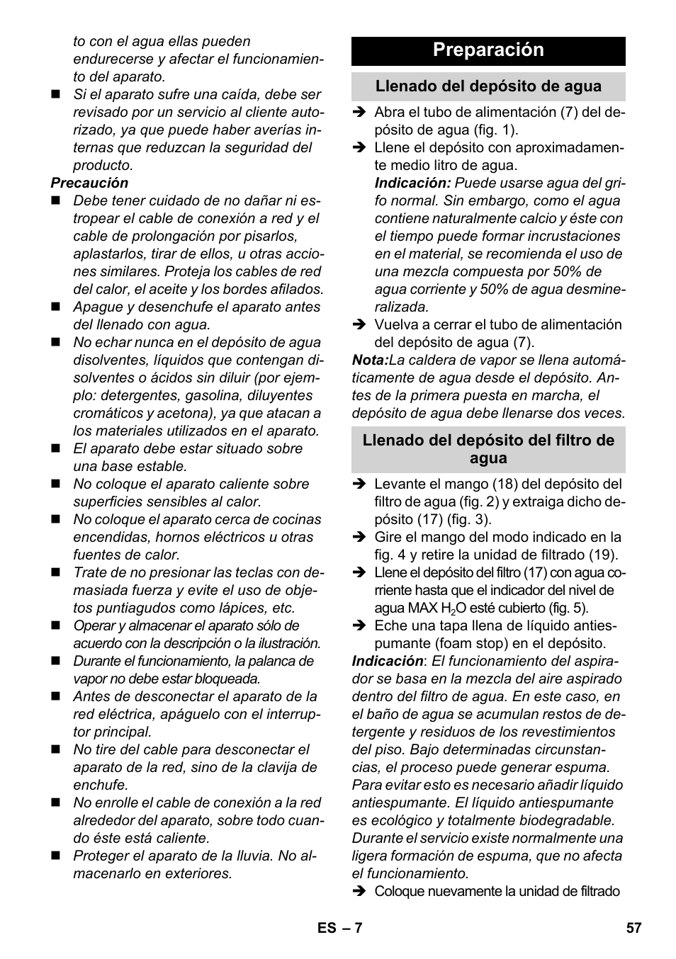 Preparación | Karcher SV 1902 User Manual | Page 57 / 284