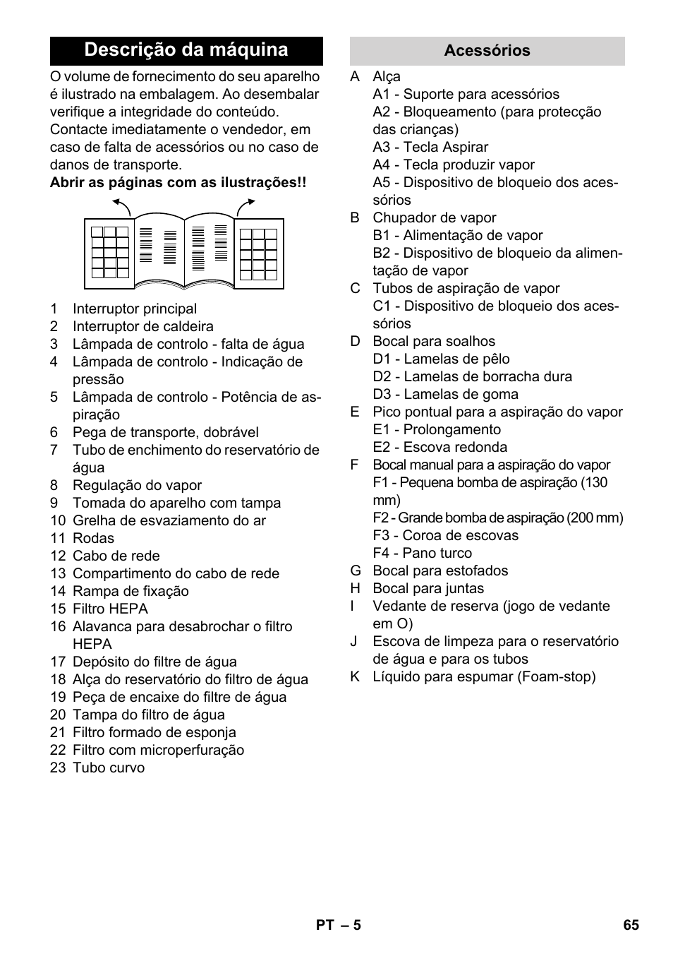 Descrição da máquina | Karcher SV 1902 User Manual | Page 65 / 284