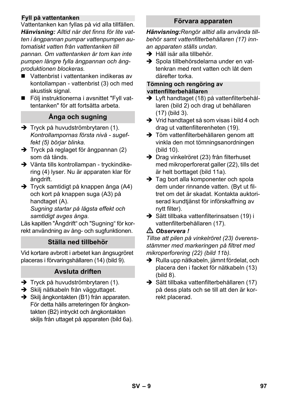 Karcher SV 1902 User Manual | Page 97 / 284