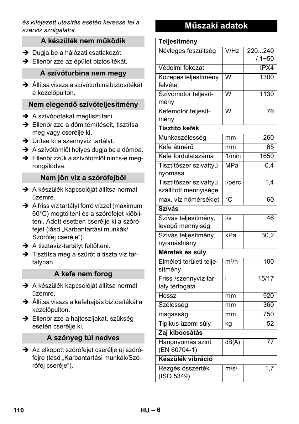 Műszaki adatok | Karcher BRC 30-15 C User Manual | Page 110 / 200