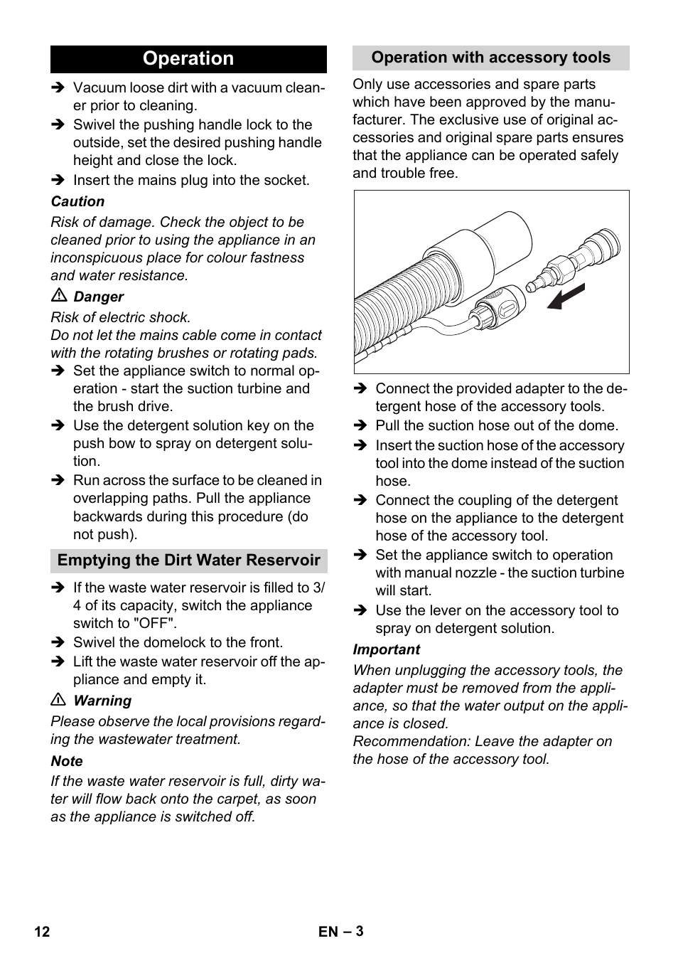 Operation | Karcher BRC 30-15 C User Manual | Page 12 / 200