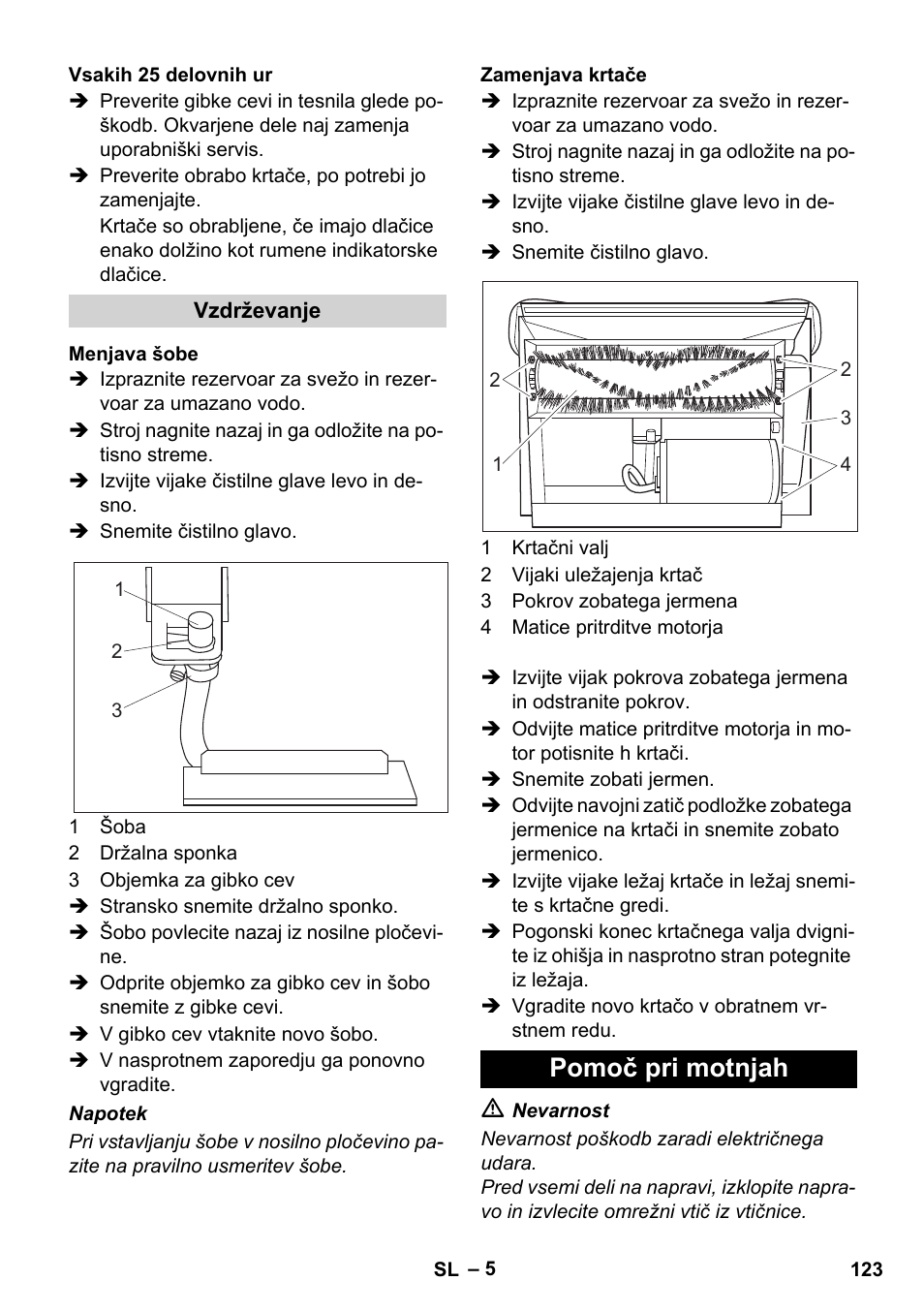 Pomoč pri motnjah | Karcher BRC 30-15 C User Manual | Page 123 / 200