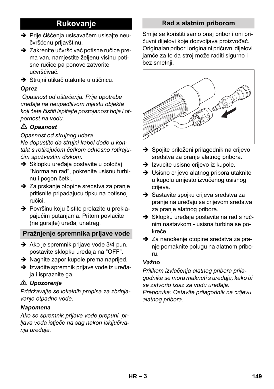 Rukovanje | Karcher BRC 30-15 C User Manual | Page 149 / 200