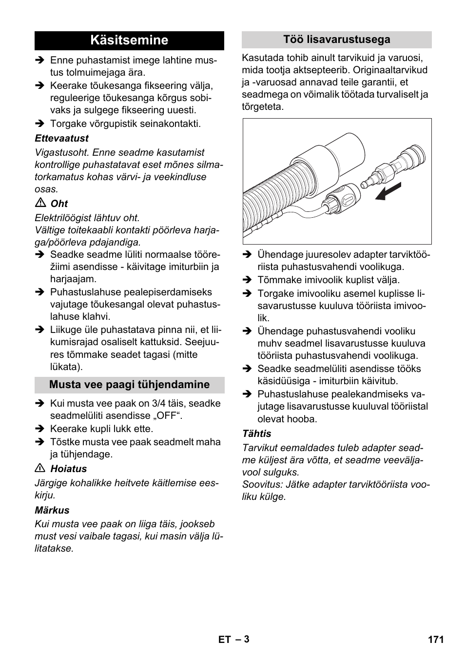 Käsitsemine | Karcher BRC 30-15 C User Manual | Page 171 / 200