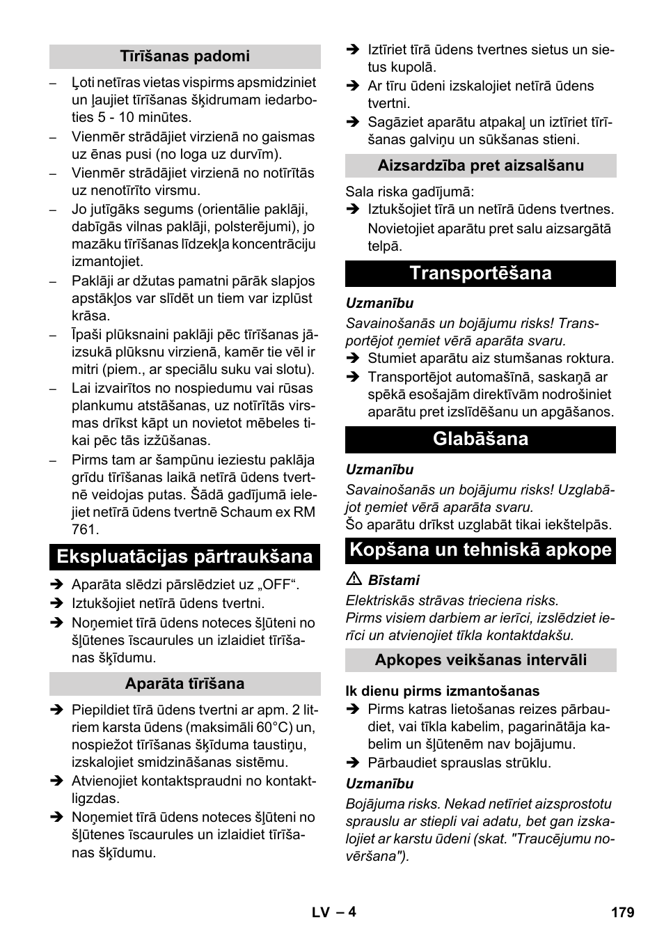 Ekspluatācijas pārtraukšana | Karcher BRC 30-15 C User Manual | Page 179 / 200