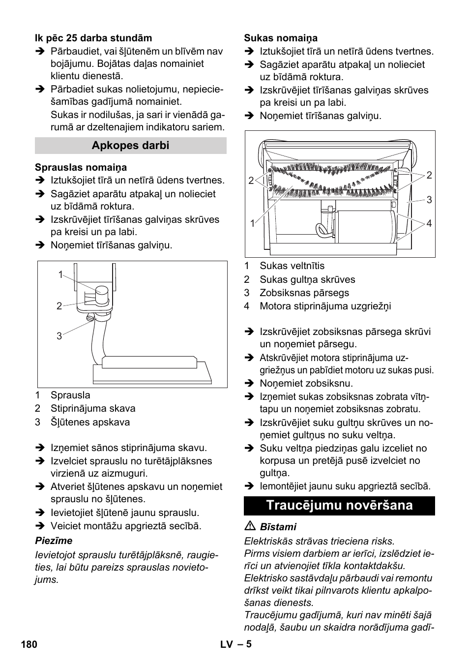 Traucējumu novēršana | Karcher BRC 30-15 C User Manual | Page 180 / 200