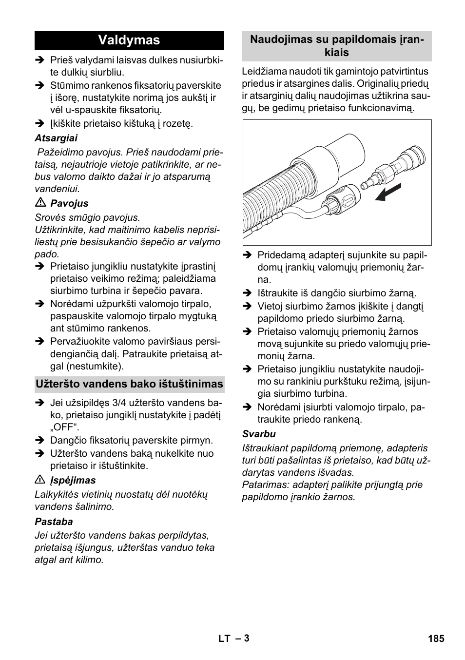 Valdymas | Karcher BRC 30-15 C User Manual | Page 185 / 200