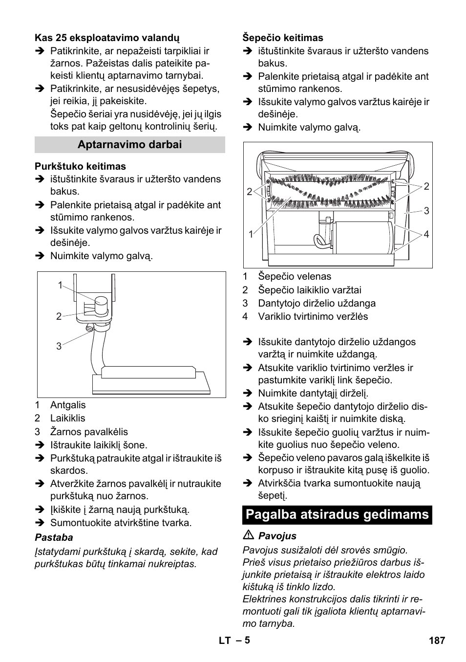 Pagalba atsiradus gedimams | Karcher BRC 30-15 C User Manual | Page 187 / 200