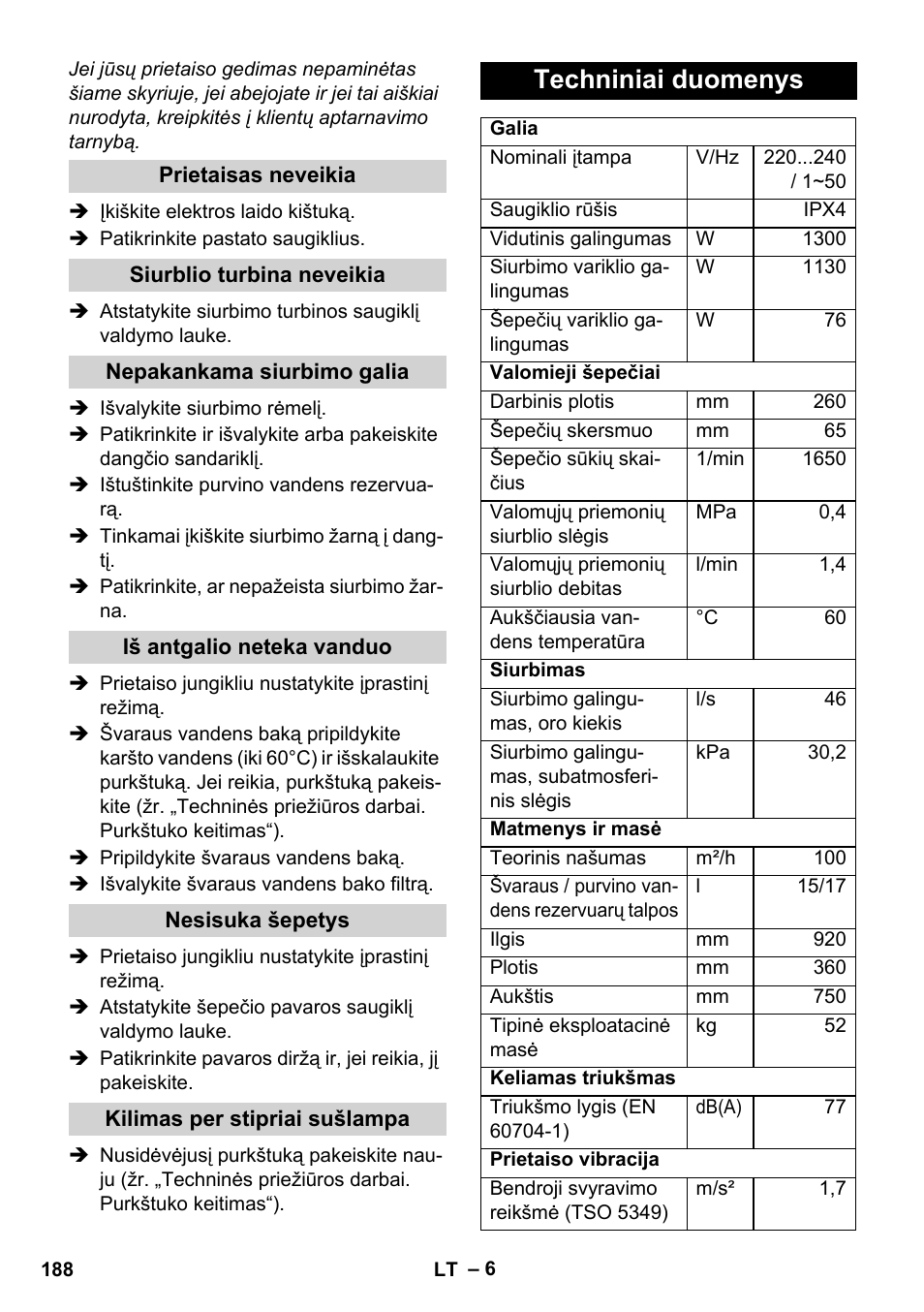 Techniniai duomenys | Karcher BRC 30-15 C User Manual | Page 188 / 200