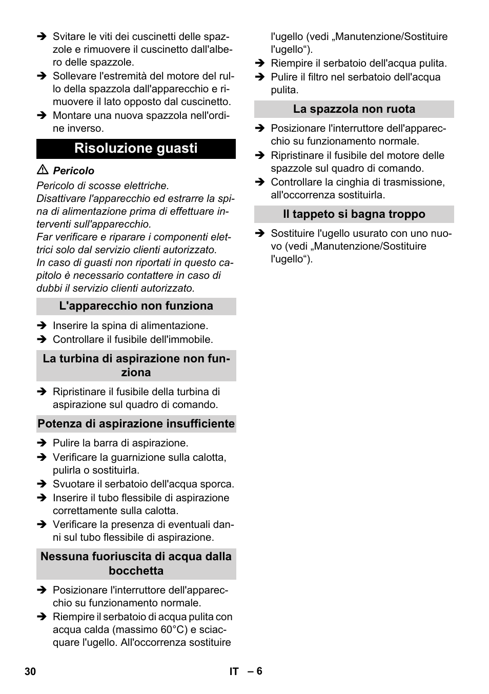 Risoluzione guasti | Karcher BRC 30-15 C User Manual | Page 30 / 200