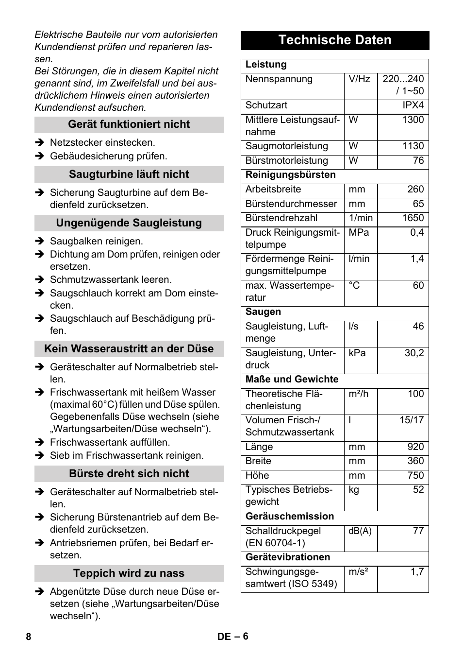 Technische daten | Karcher BRC 30-15 C User Manual | Page 8 / 200