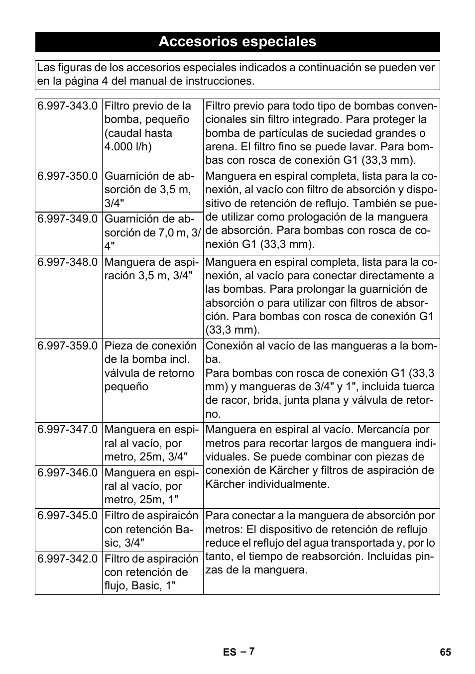 Accesorios especiales | Karcher BP 2 Garden User Manual | Page 65 / 106