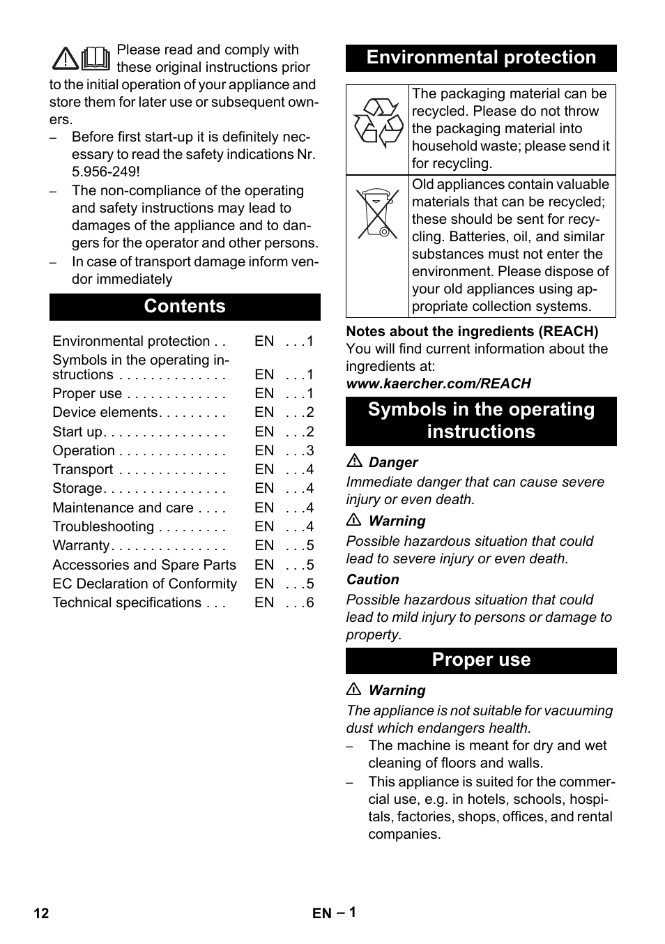 Karcher NT 45-1 Tact Te Ec User Manual | Page 12 / 180