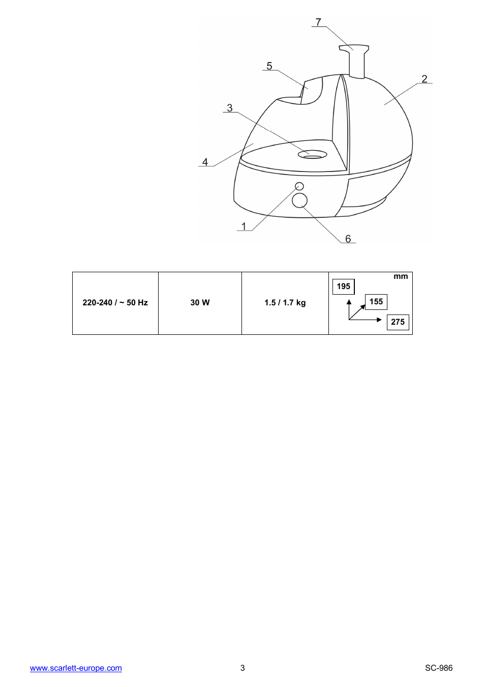 Scarlett SC-986 User Manual | Page 3 / 23