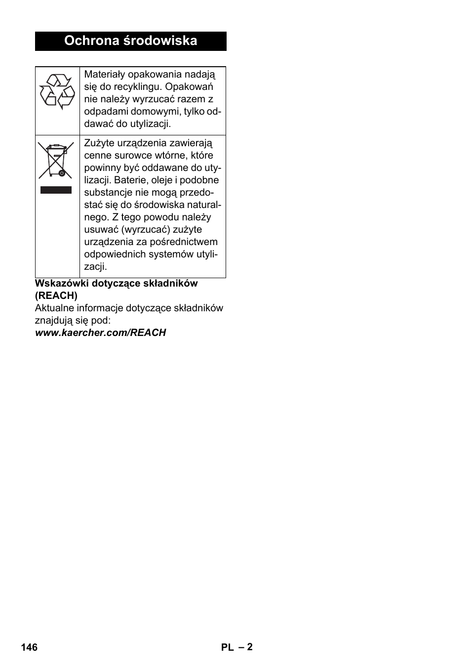 Ochrona środowiska | Karcher BDS 43-450C EU User Manual | Page 146 / 240