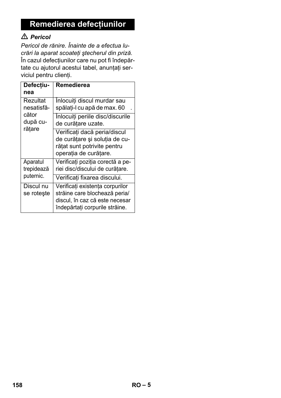 Remedierea defecţiunilor | Karcher BDS 43-450C EU User Manual | Page 158 / 240