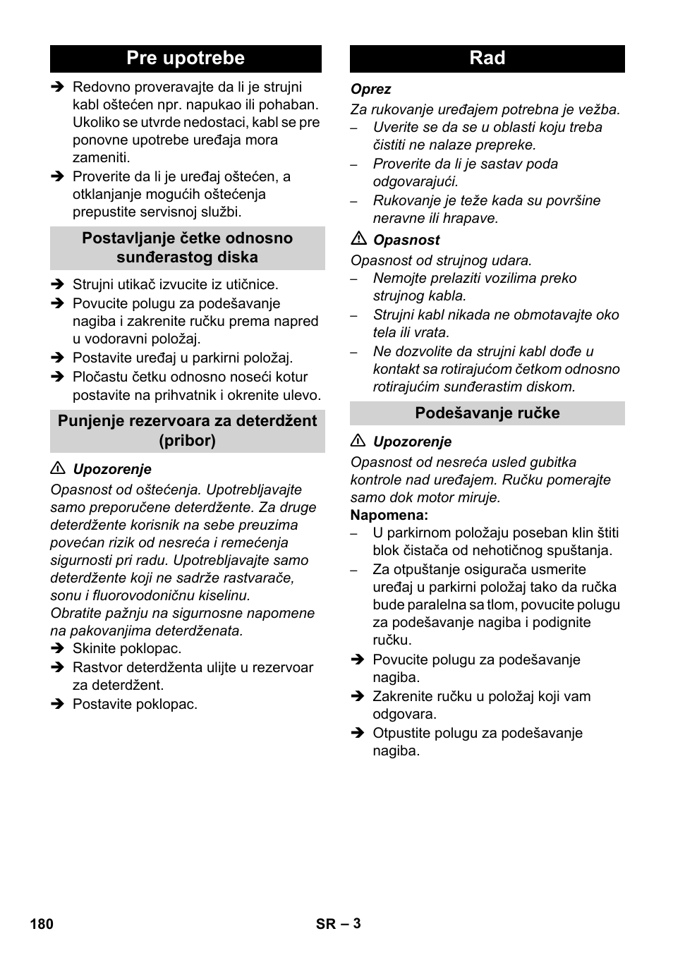 Pre upotrebe | Karcher BDS 43-450C EU User Manual | Page 180 / 240