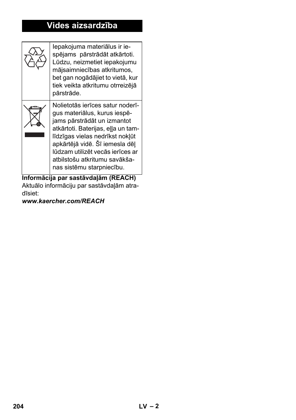 Vides aizsardzība | Karcher BDS 43-450C EU User Manual | Page 204 / 240