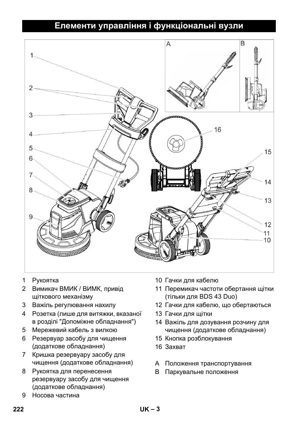 Елементи управління і функціональні вузли | Karcher BDS 43-450C EU User Manual | Page 222 / 240