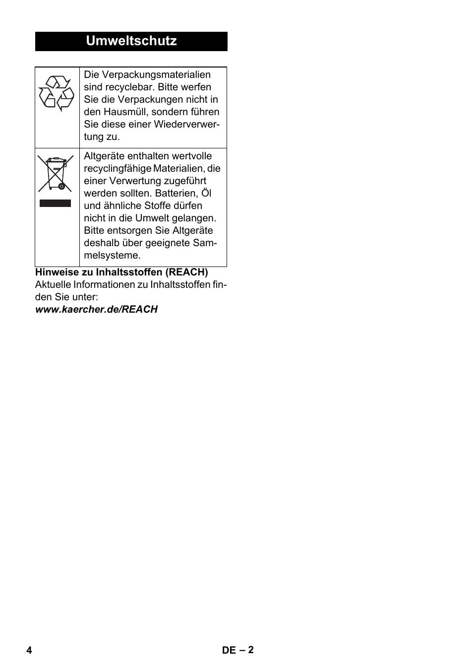 Umweltschutz | Karcher BDS 43-450C EU User Manual | Page 4 / 240