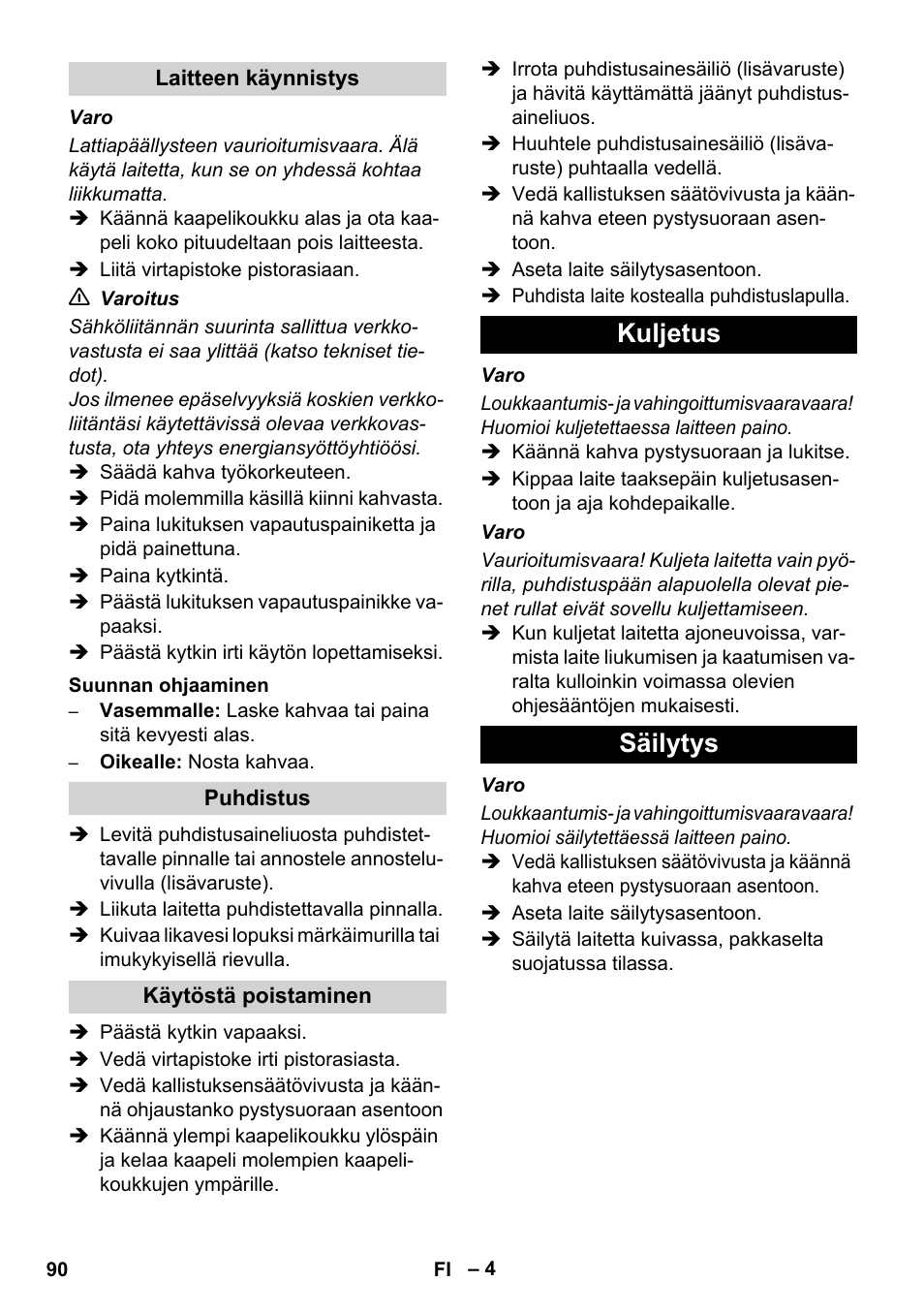 Kuljetus säilytys | Karcher BDS 43-450C EU User Manual | Page 90 / 240