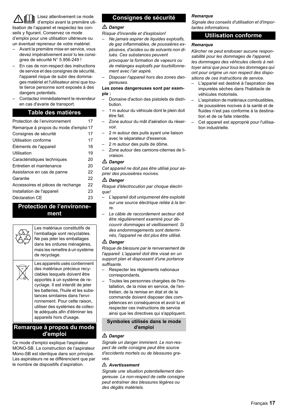 Karcher SB-Sauger Aspiratore self service MONO User Manual | Page 17 / 164