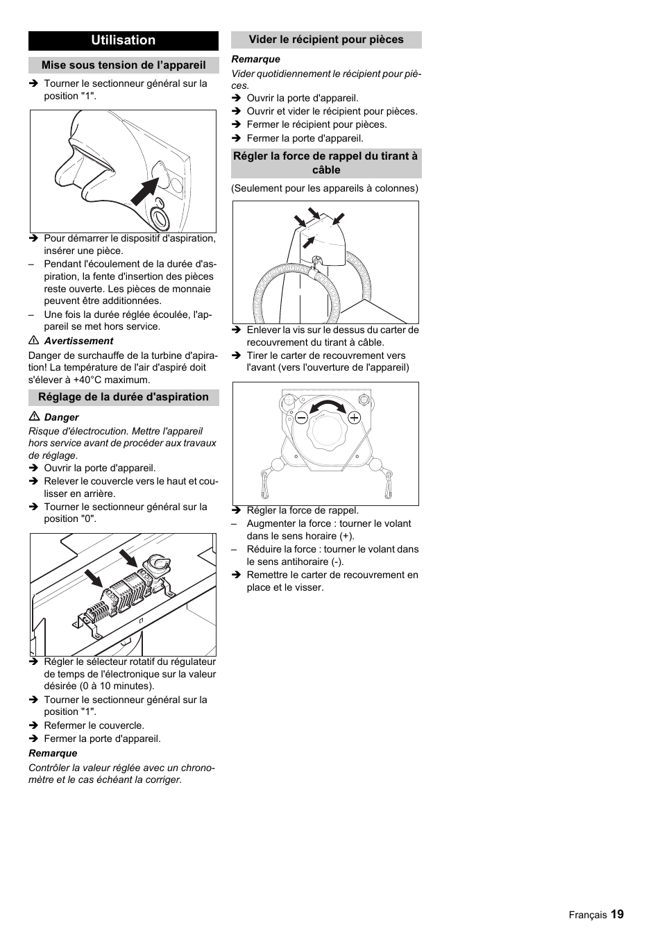 Utilisation | Karcher SB-Sauger Aspiratore self service MONO User Manual | Page 19 / 164