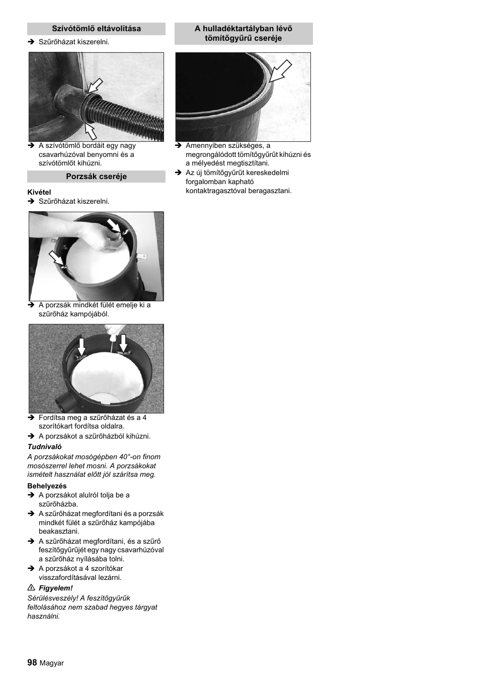Karcher SB-Sauger Aspiratore self service MONO User Manual | Page 98 / 164