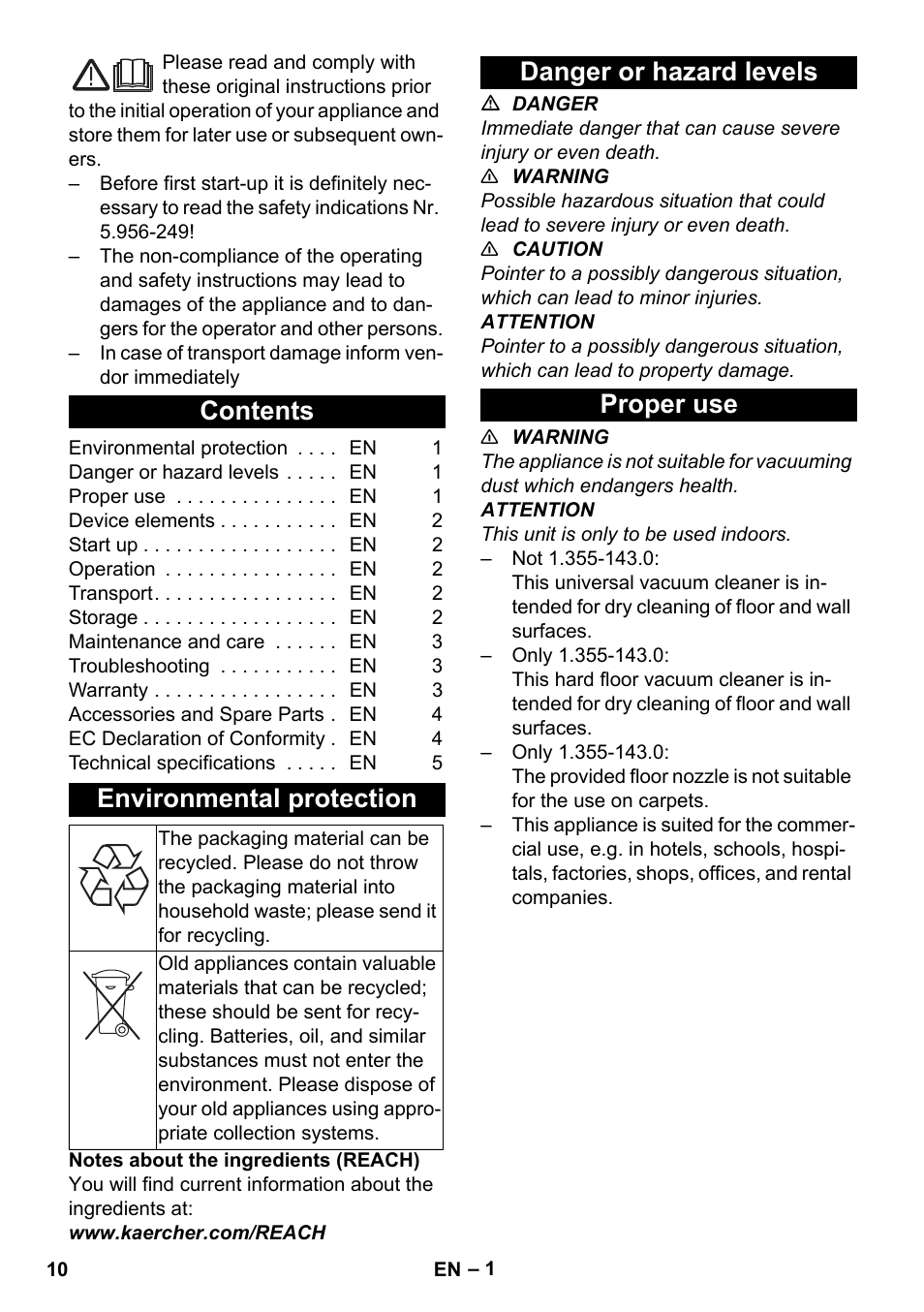 Karcher T 12-1 User Manual | Page 10 / 148