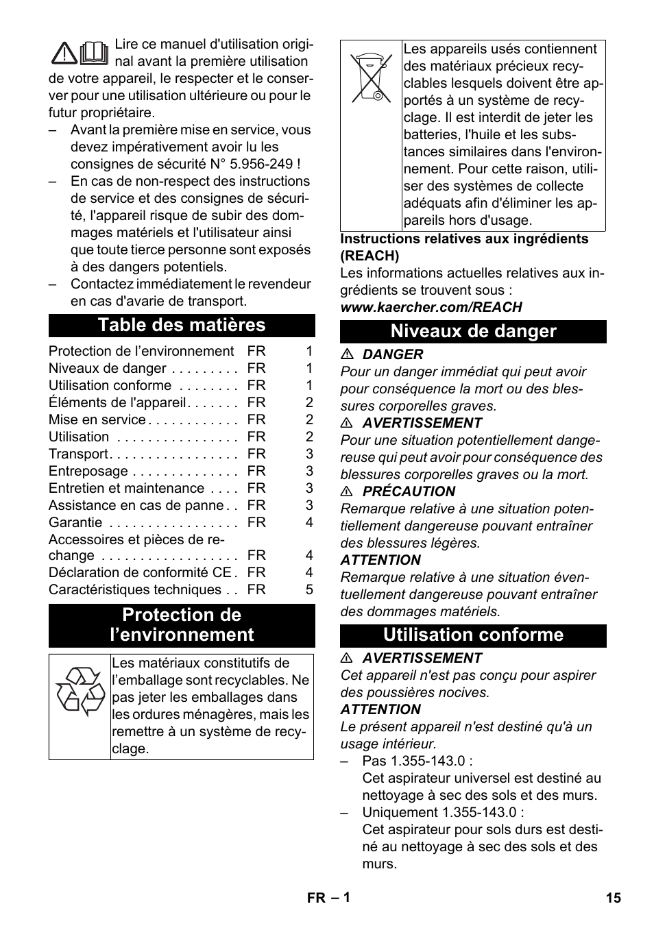 Karcher T 12-1 User Manual | Page 15 / 148